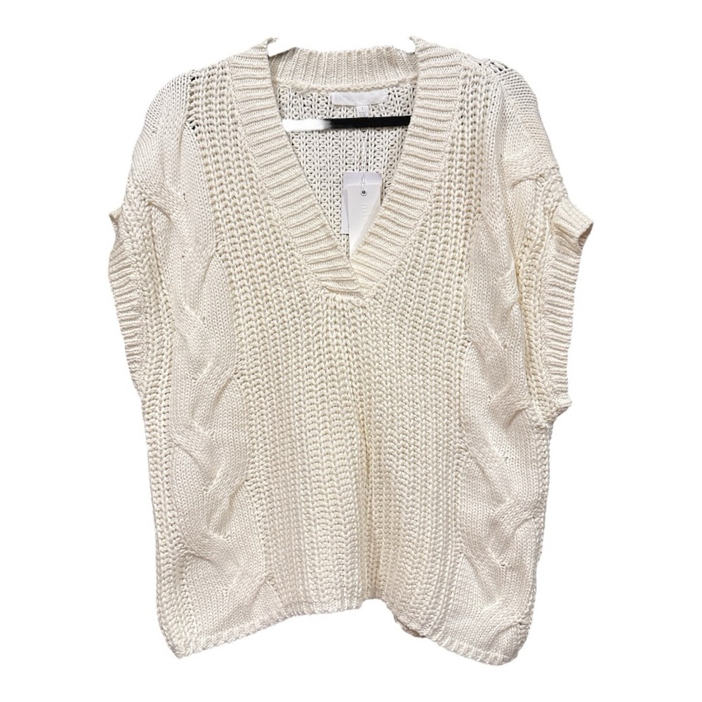 Adyson Parker Cable Knit Short Sleeve Sweater in Chalk Size L BB 12